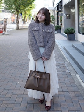 「アイテム（トートバッグ）」を使った、shio.🧂さん（レディース・151cm）の秋コーディネート