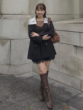 「アイテム（テーラードジャケット）」を使った、shio.🧂さん（レディース・151cm）の秋コーディネート