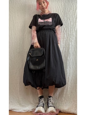 「CONVERSE（コンバース）のアイテム（Sneakers、ブラック系）」を使った、kumanomi006さん（レディース・166cm）の夏コーディネート