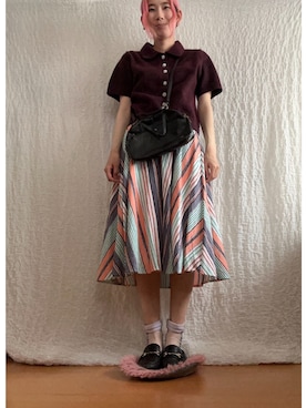 「H&M（エイチ・アンド・エム）のアイテム（シャツ/ブラウス、レッド系）」を使った、kumanomi006さん（レディース・166cm）の春コーディネート