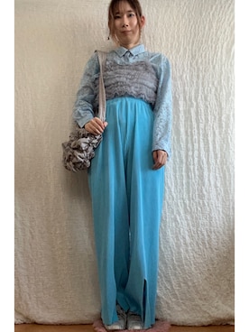 「GU（ジーユー）のアイテム（ショルダーバッグ、グレー系）」を使った、kumanomi006さん（レディース・166cm）の秋コーディネート