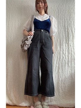 「GU（ジーユー）のアイテム（Shoulderbag、グレー系）」を使った、kumanomi006さん（レディース・166cm）の夏コーディネート