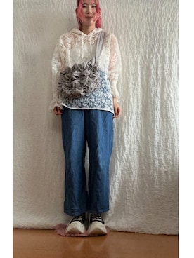 「GU（ジーユー）のアイテム（ショルダーバッグ、グレー系）」を使った、kumanomi006さん（レディース・166cm）の春コーディネート