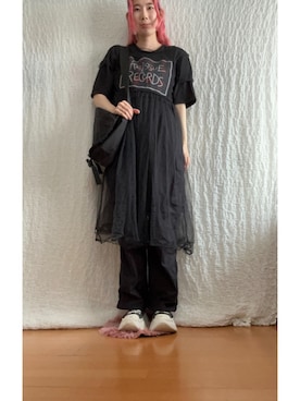 「GU（ジーユー）のアイテム（カーゴパンツ、ブラック系）」を使った、kumanomi006さん（レディース・166cm）の春コーディネート