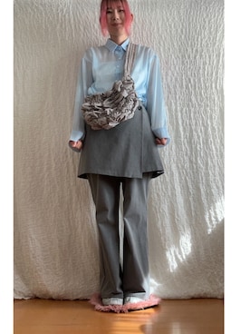「GU（ジーユー）のアイテム（ショルダーバッグ、グレー系）」を使った、kumanomi006さん（レディース・166cm）の春コーディネート