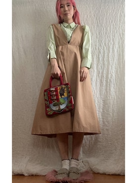 「Green　Parks（グリーンパークス）のアイテム（シャツ/ブラウス、グリーン系）」を使った、kumanomi006さん（レディース・166cm）の春コーディネート
