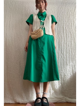 「earth music&ecology（アースミュージックアンドエコロジー）のアイテム（Shoes、グリーン系）」を使った、kumanomi006さん（レディース・166cm）の夏コーディネート