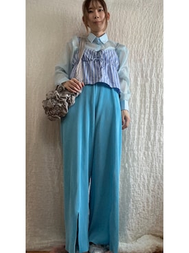「H&M（エイチ・アンド・エム）のアイテム（トップス、ブルー系）」を使った、kumanomi006さん（レディース・166cm）の秋コーディネート