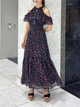 「dazzlin（ダズリン）のジュート厚底サンダル（サンダル、ブラック系）」を使った、kannaさん（レディース・157cm）の夏コーディネート