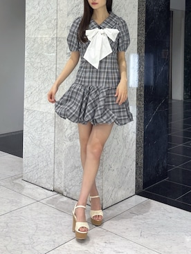 「dazzlin（ダズリン）のジュート厚底サンダル（サンダル、ホワイト系）」を使った、kannaさん（レディース・157cm）の夏コーディネート