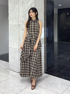 「dazzlin（ダズリン）のPVCパイピングサンダル（サンダル、ブラウン系）」を使った、kannaさん（レディース・157cm）の夏コーディネート