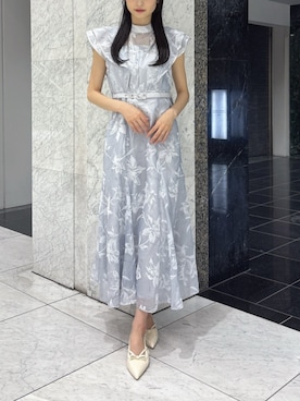 「dazzlin（ダズリン）のフロントリボンシアーパンプス（パンプス、ホワイト系）」を使った、kannaさん（レディース・157cm）の夏コーディネート