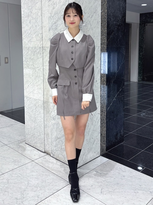 パフスリーブレイヤードミニワンピース