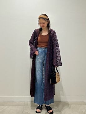 「ROSE BUD（ローズバッド）の(mag.by c)FRONT OPEN LACE DRESS（ワンピース、レッド系）」を使った、makironさん（レディース・164cm）の夏コーディネート