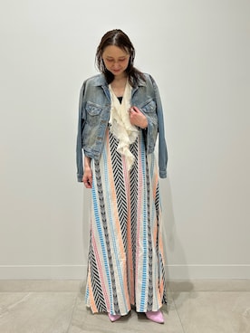 「DEVOTION（デボーション）の(Devotion Twins)STRIPE DRESS（ワンピース、ブルー系）」を使った、makironさん（レディース・164cm）の春コーディネート