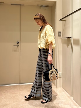 「ROSE BUD（ローズバッド）のOFF SHOULDER BLOUSE（シャツ/ブラウス、ベージュ系）」を使った、makironさん（レディース・164cm）の夏コーディネート