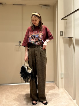 「ROSE BUD（ローズバッド）のROSE BUD LIMITED/GREMLINS BIG TEE（Tシャツ/カットソー、レッド系）」を使った、makironさん（レディース・164cm）の夏コーディネート