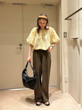 「ROSE BUD（ローズバッド）のOFF SHOULDER BLOUSE（シャツ/ブラウス、ベージュ系）」を使った、makironさん（レディース・164cm）の夏コーディネート