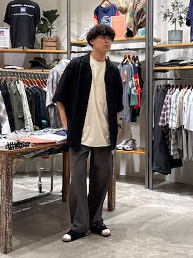 「niko and...（ニコアンド）のヴィンテージミニ裏毛Tシャツ（Tシャツ/カットソー、ホワイト系）」を使った、sogoさん（メンズ・180cm）の夏コーディネート