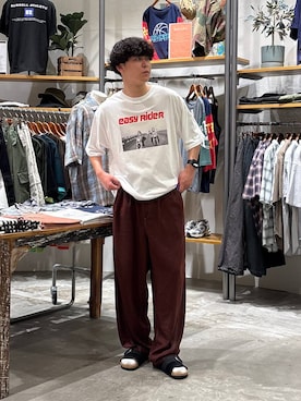 「niko and...（ニコアンド）のフェイクレザーコンビベルトサンダル（サンダル、ブラック系）」を使った、sogoさん（メンズ・180cm）の夏コーディネート