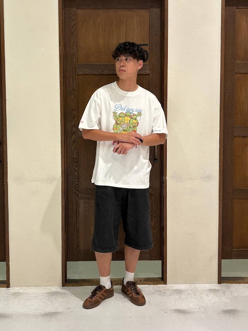 ワイド5ポケットデニムショートパンツ　バギーデニムショーツ