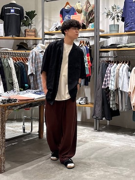 「niko and...（ニコアンド）のヴィンテージミニ裏毛Tシャツ（Tシャツ/カットソー、ホワイト系）」を使った、sogoさん（メンズ・180cm）の夏コーディネート