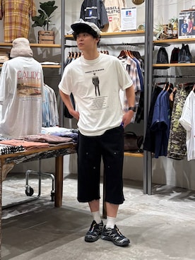「niko and...（ニコアンド）のマンストーリーTEE（Tシャツ/カットソー、ホワイト系）」を使った、sogoさん（メンズ・180cm）の夏コーディネート