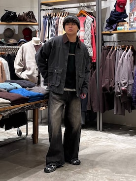「niko and...（ニコアンド）のExtra Wide Denim[niko and ...JEANS]（デニムパンツ、グレー系）」を使った、sogoさん（メンズ・180cm）の秋コーディネート