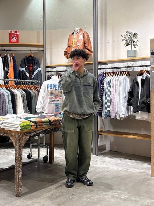 nico【ほぼ未使用】FITH02 変形パーカ デニム&ダンガリー デニムハーフジップフーディ DENIM HALF-ZIP HOODIE [niko and