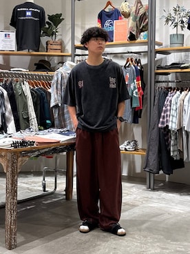 「niko and...（ニコアンド）のフェイクレザーコンビベルトサンダル（サンダル、ブラック系）」を使った、sogoさん（メンズ・180cm）の夏コーディネート