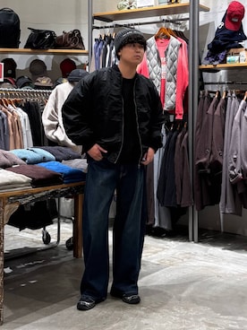 「niko and...（ニコアンド）のExtra Wide Denim[niko and ...JEANS]（デニムパンツ、ブルー系）」を使った、sogoさん（メンズ・180cm）の秋コーディネート