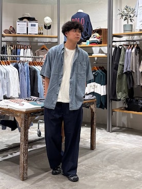 「HANES（ヘインズ）の【Hanes(ヘインズ)】別注クル―ネックTシャツ SHIRO＋KURO（Tシャツ/カットソー、その他）」を使った、sogoさん（メンズ・180cm）の春コーディネート