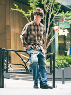 「niko and...（ニコアンド）のアソートフライトキャップ　niko and ...（キャップ、グリーン系）」を使った、sogoさん（メンズ・180cm）の秋コーディネート