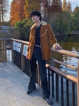 「JOHN LAWRENCE SULLIVAN（ジョンローレンスサリバン）のアイテム（スラックス）」を使った、himikoさん（メンズ・184cm）の秋コーディネート