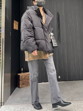 「アイテム（ダウンジャケット/コート）」を使った、mamiさん（レディース・156cm）の秋コーディネート
