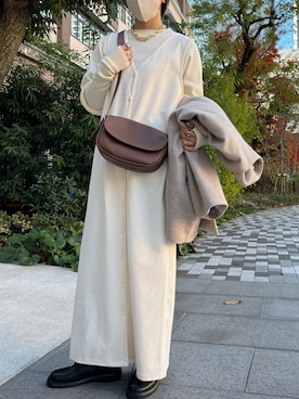 「ap retro（アプレトロ）のアイテム（ノーカラーコート）」を使った、mamiさん（レディース・156cm）の冬コーディネート
