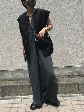 「キルティングベスト」｜「アイテム（オールインワン・サロペット）」を使った、mamiさん（レディース・156cm）の夏コーディネート