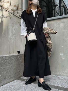 「ap retro（アプレトロ）のアイテム（ノーカラージャケット）」を使った、mamiさん（レディース・156cm）の春コーディネート