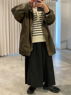 「ap retro（アプレトロ）のアイテム（ミリタリージャケット）」を使った、mamiさん（レディース・156cm）の冬コーディネート