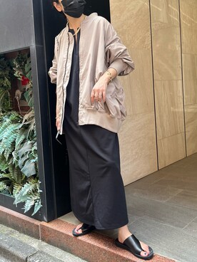 「秋先取りコーデ」｜「アイテム（MA-1）」を使った、mamiさん（レディース・156cm）の夏コーディネート