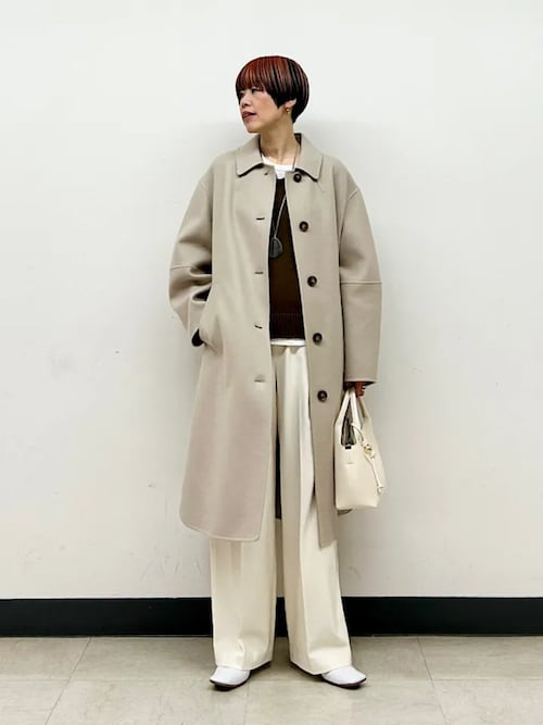 セール】SHIPS Primary Navy Label:メルトン リバー ステンカラー