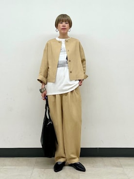 「ノーカラー」｜森さん（レディース・162cm）の春コーディネート
