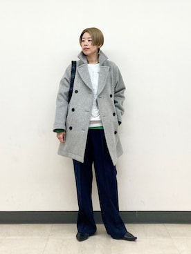 「アイテム（ピーコート）」を使った、森さん（レディース・162cm）の冬コーディネート