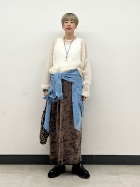 「SHIPS（シップス）のアイテム（トートバッグ）」を使った、森さん（レディース・162cm）の秋コーディネート