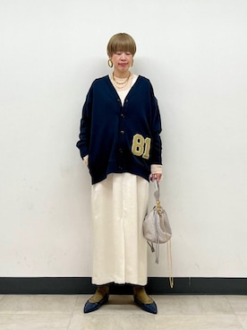 「アイテム（パンプス、ブルー系）」を使った、森さん（レディース・162cm）の春コーディネート