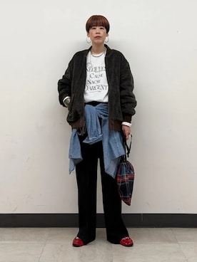 「ARMY TWILL（アーミーツイル）のアイテム」を使った、森さん（レディース・162cm）の秋コーディネート