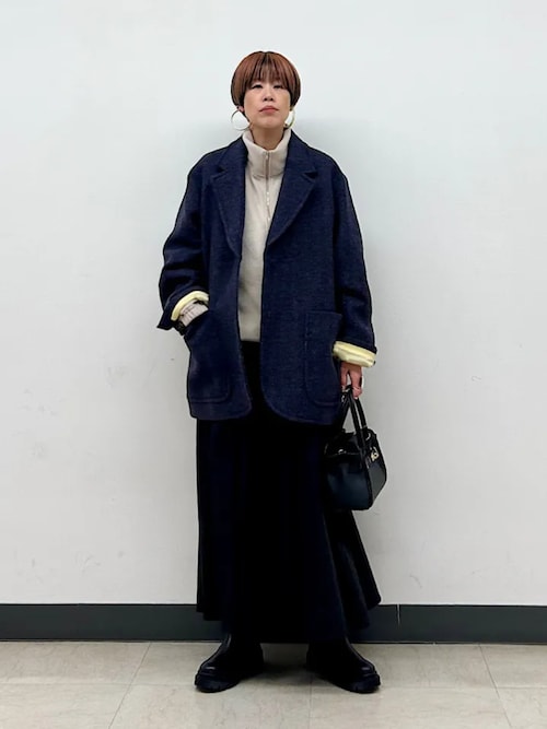 ★美品 Lサイズ★ シップス × WOOL RICH ツイード ヘリンボーン 紺 SHIPS Primary Navy Label:ヘリンボーンツイード ジャケット コート