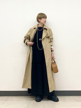 「アイテム（トレンチコート）」を使った、森さん（レディース・162cm）の春コーディネート