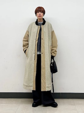 「シップス」｜「アイテム（スラックス）」を使った、森さん（レディース・162cm）の冬コーディネート