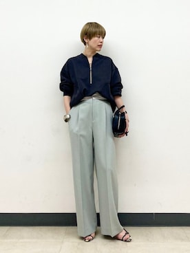 「SHIPS（シップス）の淡水パールマンテルネックレス 40cm（ネックレス）」を使った、森さん（レディース・162cm）の春コーディネート